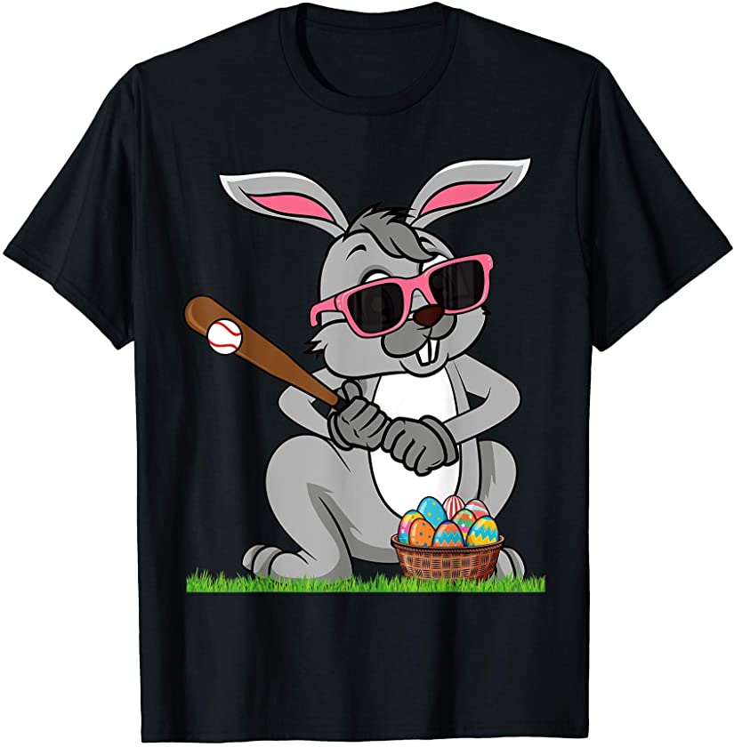 Toddler Boys Easter Bunny Rabbit Baseball Pitcher Kids Teens T-Shirt