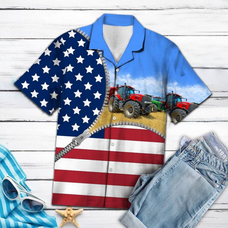 Farmer Usa Flag Hawaii Shirt Ha25555