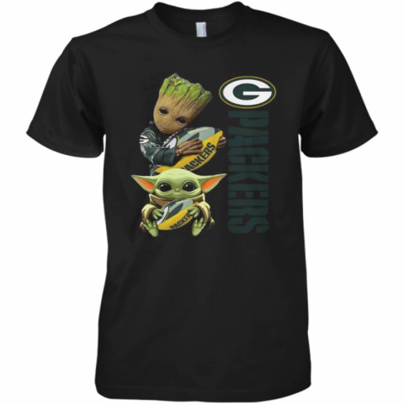 Baby Groot And Yoda Hug Green Bay Packers Premium Men's T-Shirt