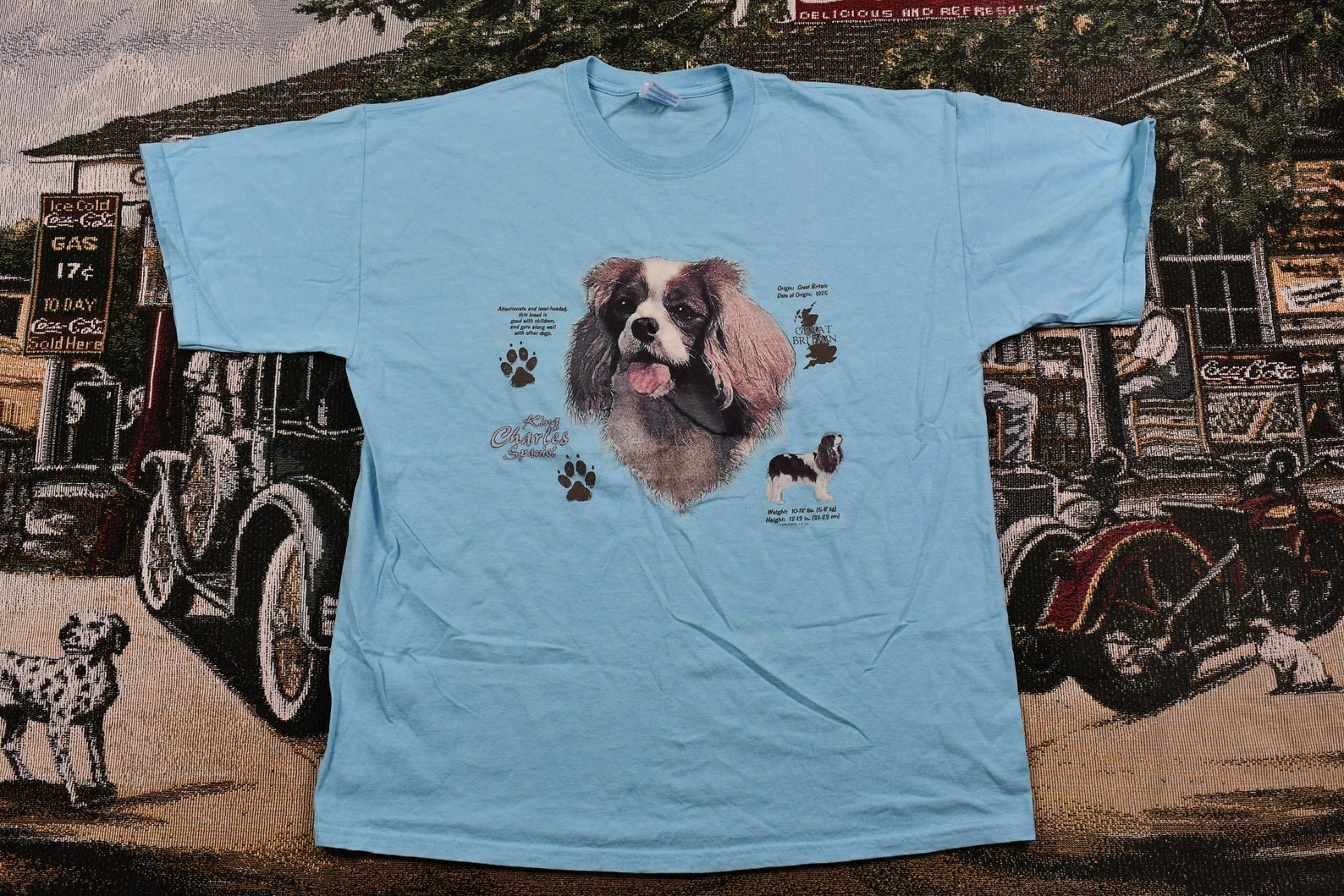 Vintagevintage King Charles Spaniel Dog T Shirt  Puppy  Animal Lover Graphic  90S 2000  Streetwear  Retro Style  Great Britain