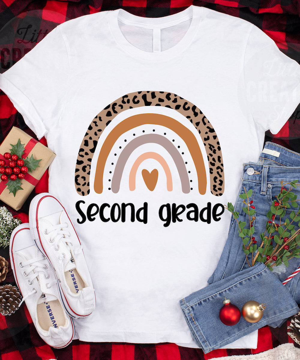 Second Grade Rainbow Leopard Girls Teacher Team 2Nd Grade Customizable – Standard T-Shirt