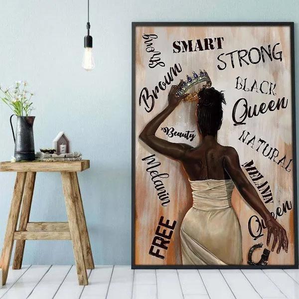 Wonderblackgirl African Custom Canvas Colorful Black Pride Poster Print Afro Women Black Man Elegant Bedroom Wall Decor 12 X 18 African American Can