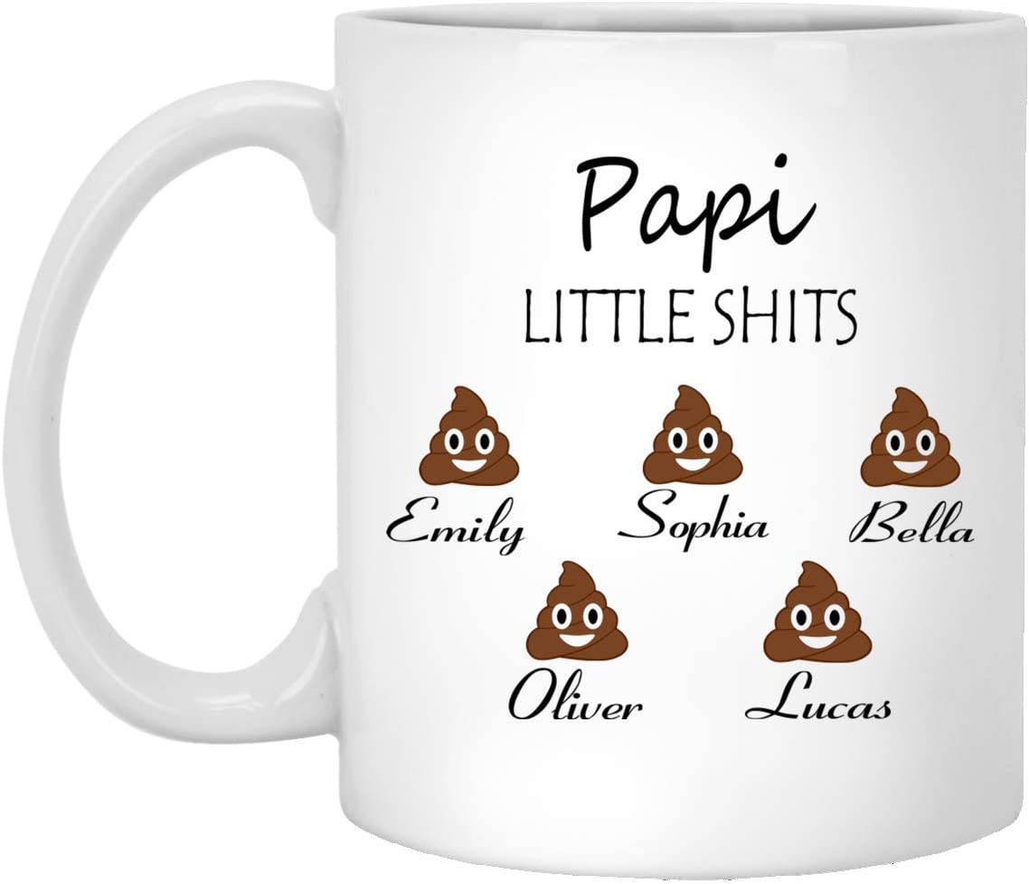 Papi Gift Personalized – Papi’S Little Shits – Papi Funny Mug Customizable – Father’S Day Gift – Gift For Papi – Papi’S Birthday 15Oz