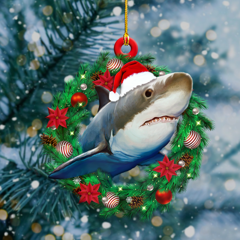 Shark In Wreath Shape Ornament / Vmhlmh081220-Owlsmatrix