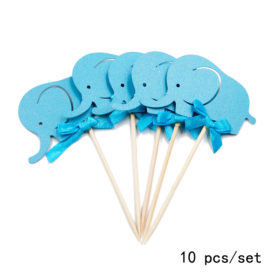 1SET Elephant Baby Shower/Gender Reveal Decoration Cartoon Balloons Cake Toppers Candy Box Happy Birthday Picks Party Supplies alx