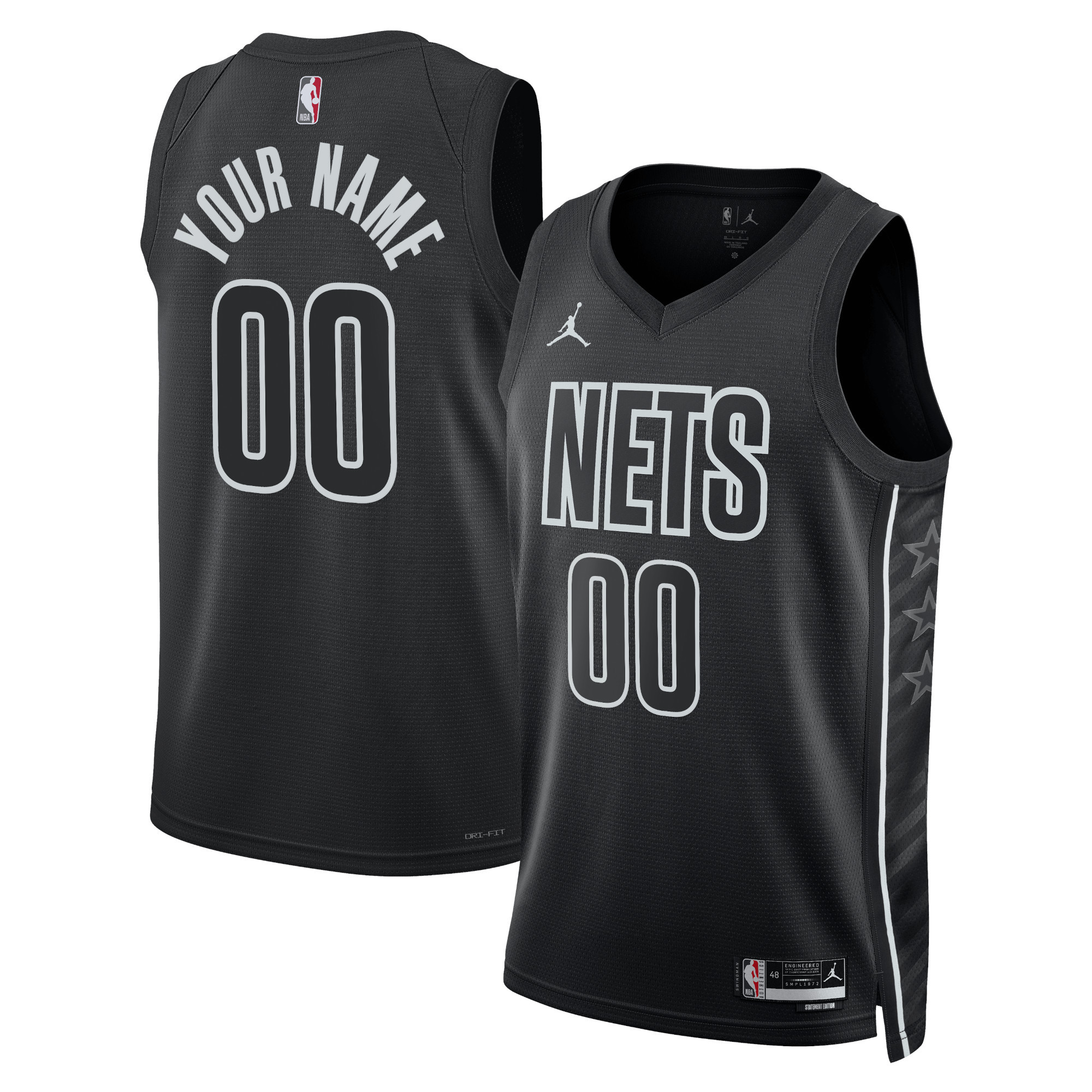 Brooklyn Nets Jordan Brand Unisex 2022/23 Swingman Custom Jersey – Statement Edition – Black