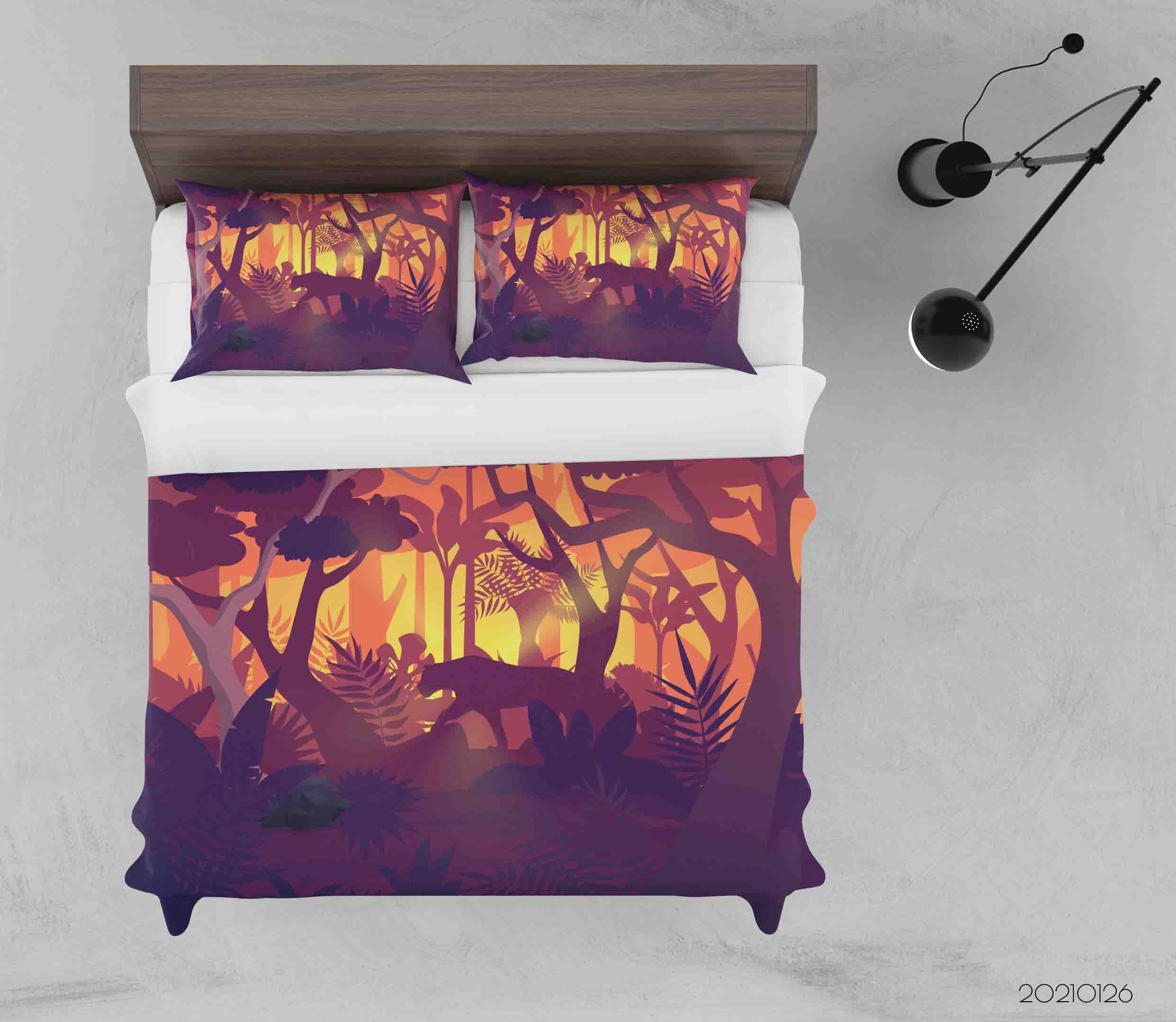 3D Sunset Forest Animal Quilt Cover Set Bedding Set Duvet Cover Pillowcases 42