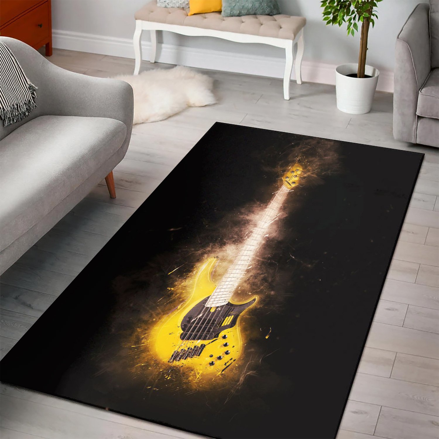 Guitar Bass  Printing Instrument Rug,  Kitchen Rug,  Halloween Gift