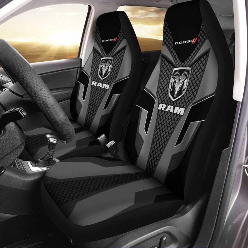 Dodge RAM TDV Car Seat Cover (Set of 2) Ver 1 (Black)