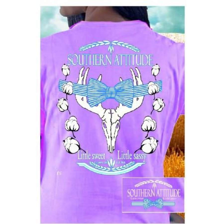 Country Life Outfitters Orchid Southern Attitude Cotton Deer Skull Bow Hunt Vintage Bright T Shirt