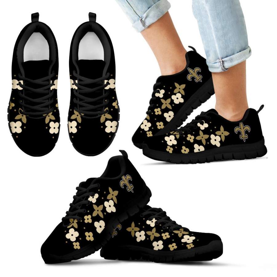 Flowers Pattern New Orleans Saints Sneakers