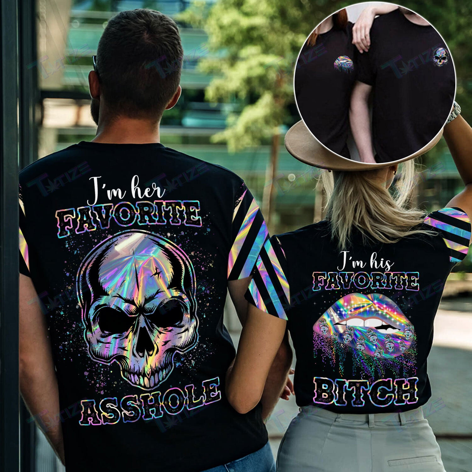 Matching Couple Shirt Skull Favorite Couple 3D All Over Printed Shirt, Sweatshirt, Hoodie, Bomber Jacket Size S – 5Xl