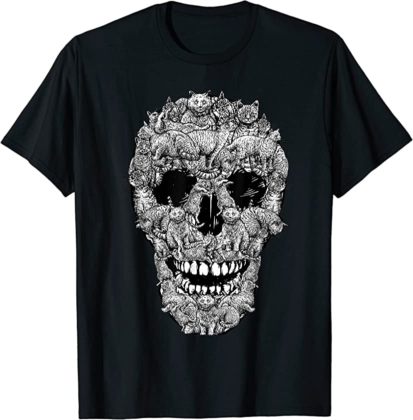 Skull cat funny Kitten Skeleton Halloween Costume Idea T-Shirt