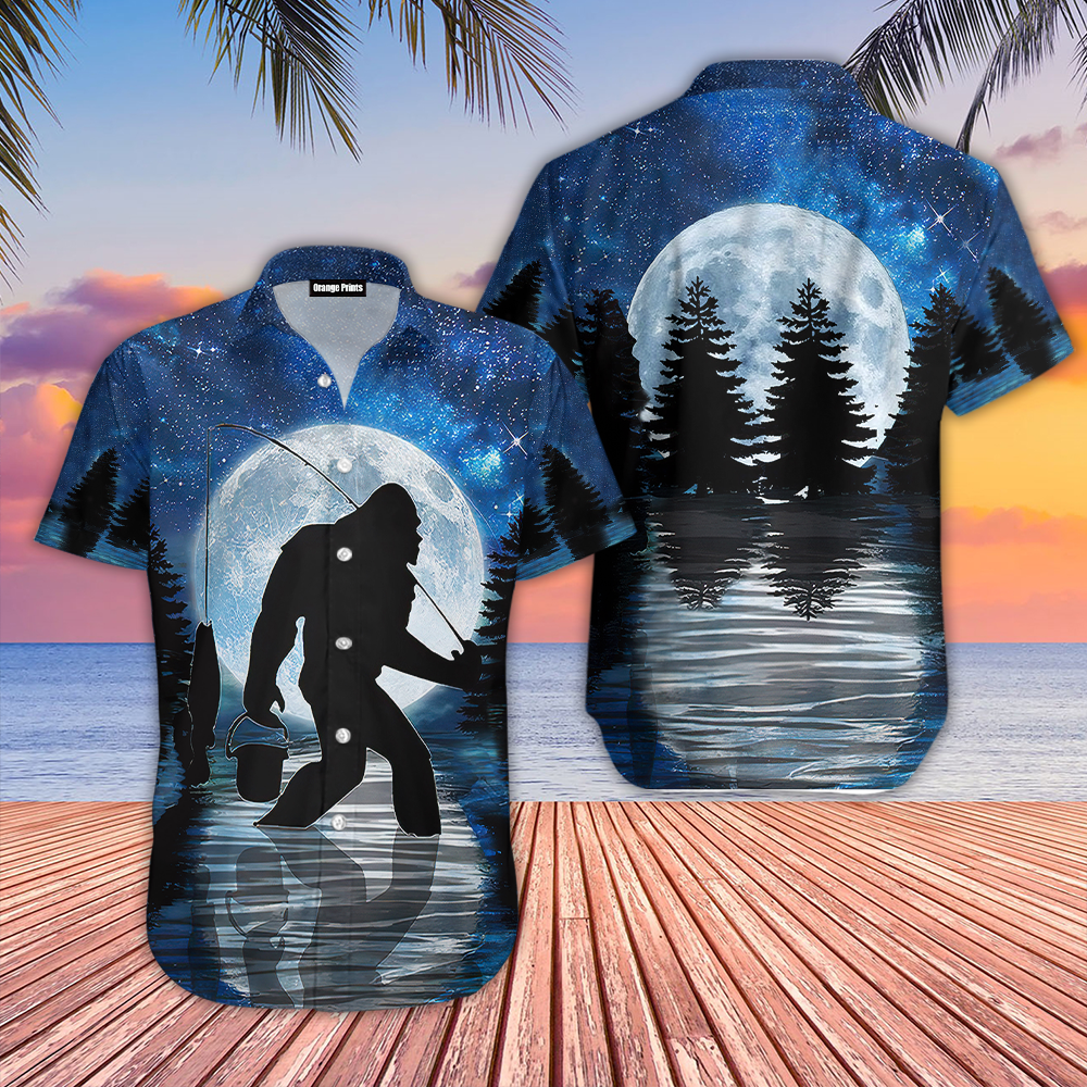 Bigfoot Fishing Blue Aloha Hawaii Shirts For Men And Women Ha5442