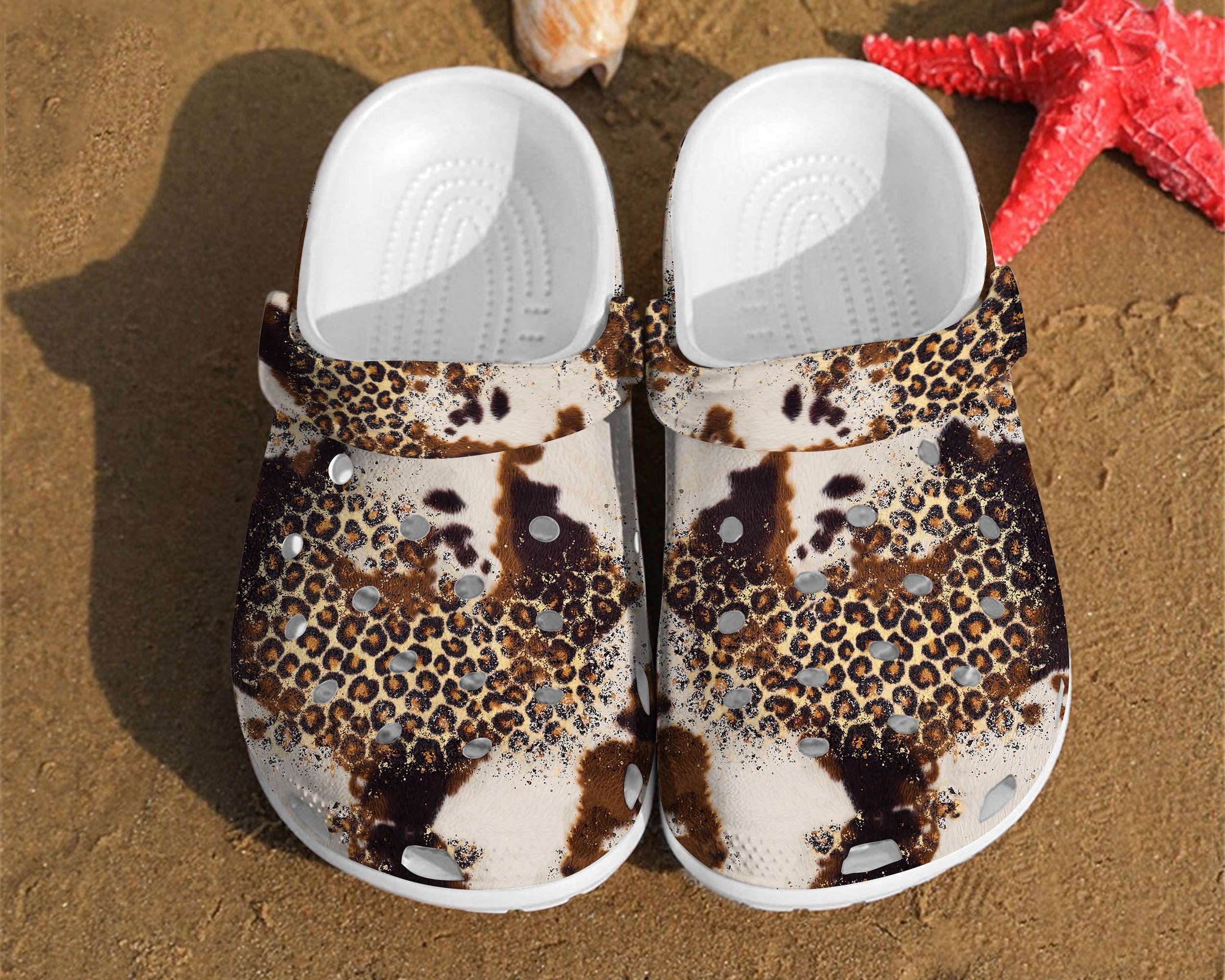 Leopard Glitter Fur Cheetah Gift For Him Her Classic Birthday Gifts Crocs Clog Shoes