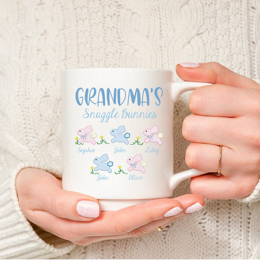 Personalized Grandma’S Snuggle Bunnies And Grandkids Easter Bunny Mug