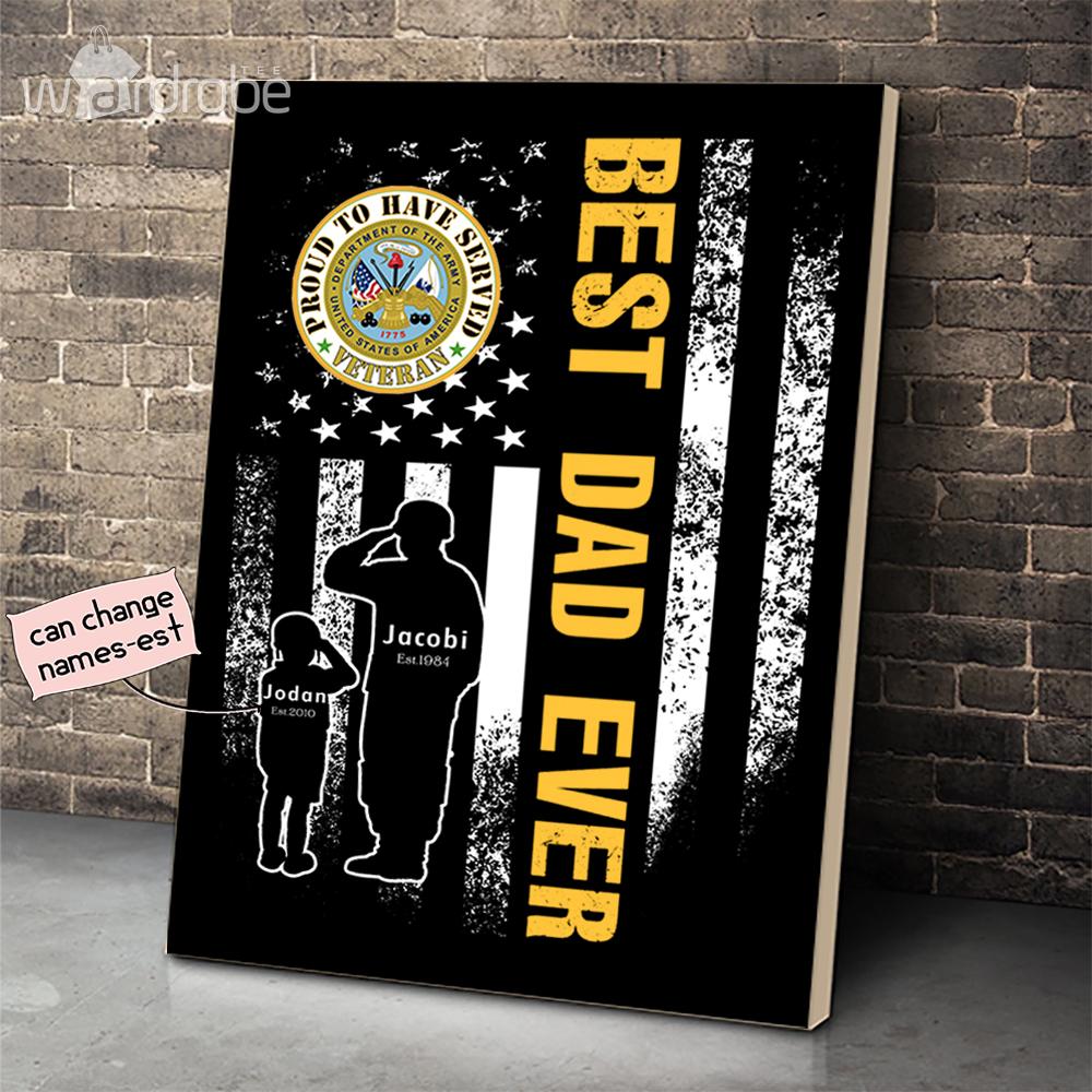 Personalized Father’s Day Gift Custom Canvas Dad And Son  Proud To Have Served Veteran 1