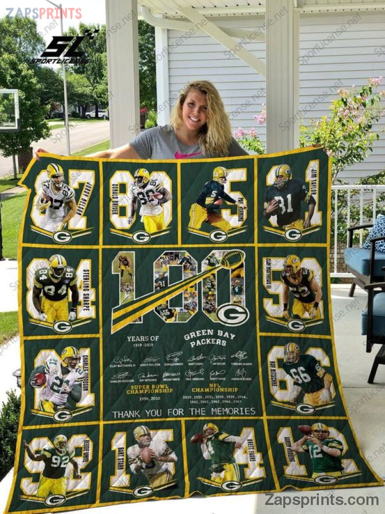 Green Bay Packers 100 Years V4 3D Printing Quilt Gift For Fan Football Lovers