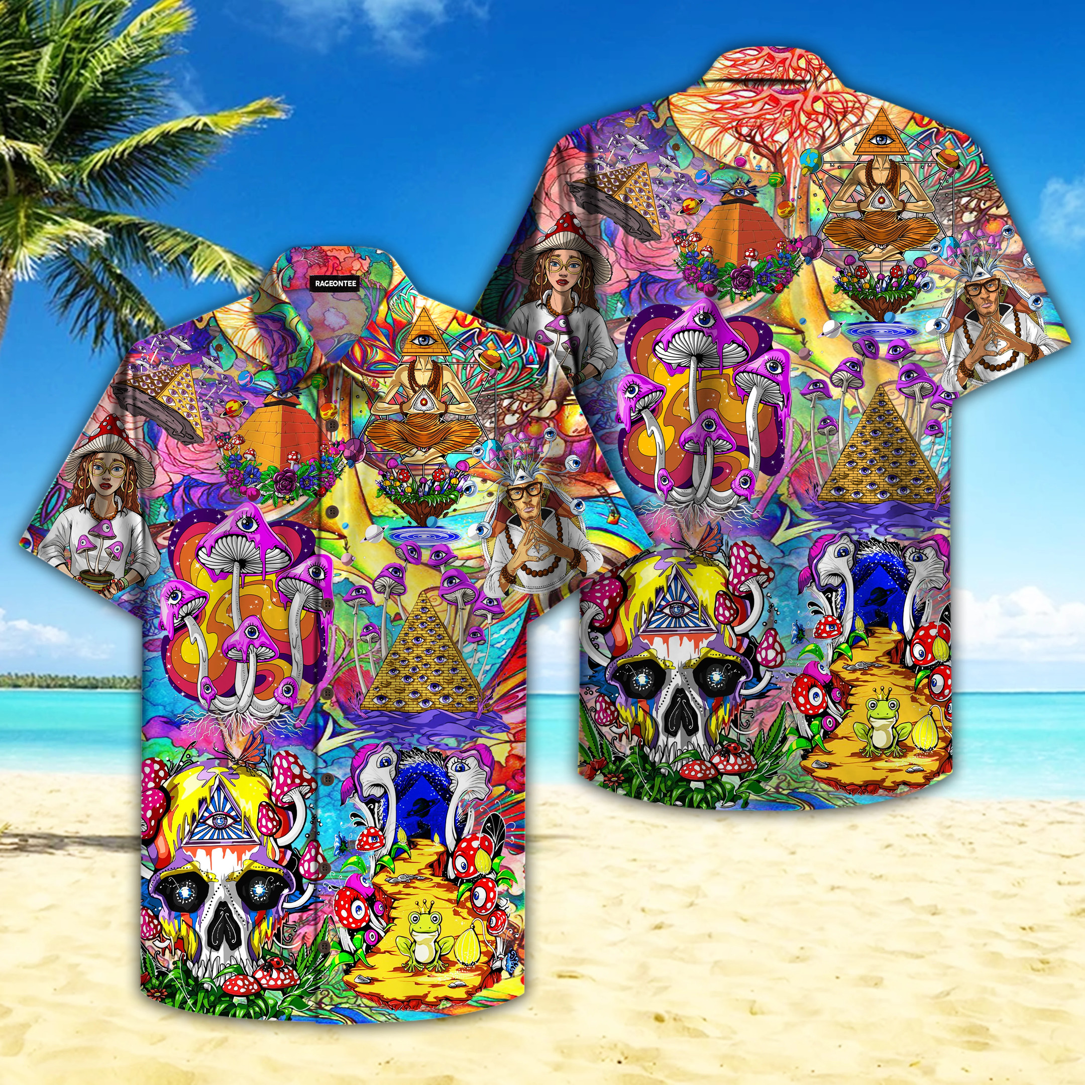 Magic Mushrooms Psychedelic Hippie Hawaii Shirt Unisex Adult Ha26245