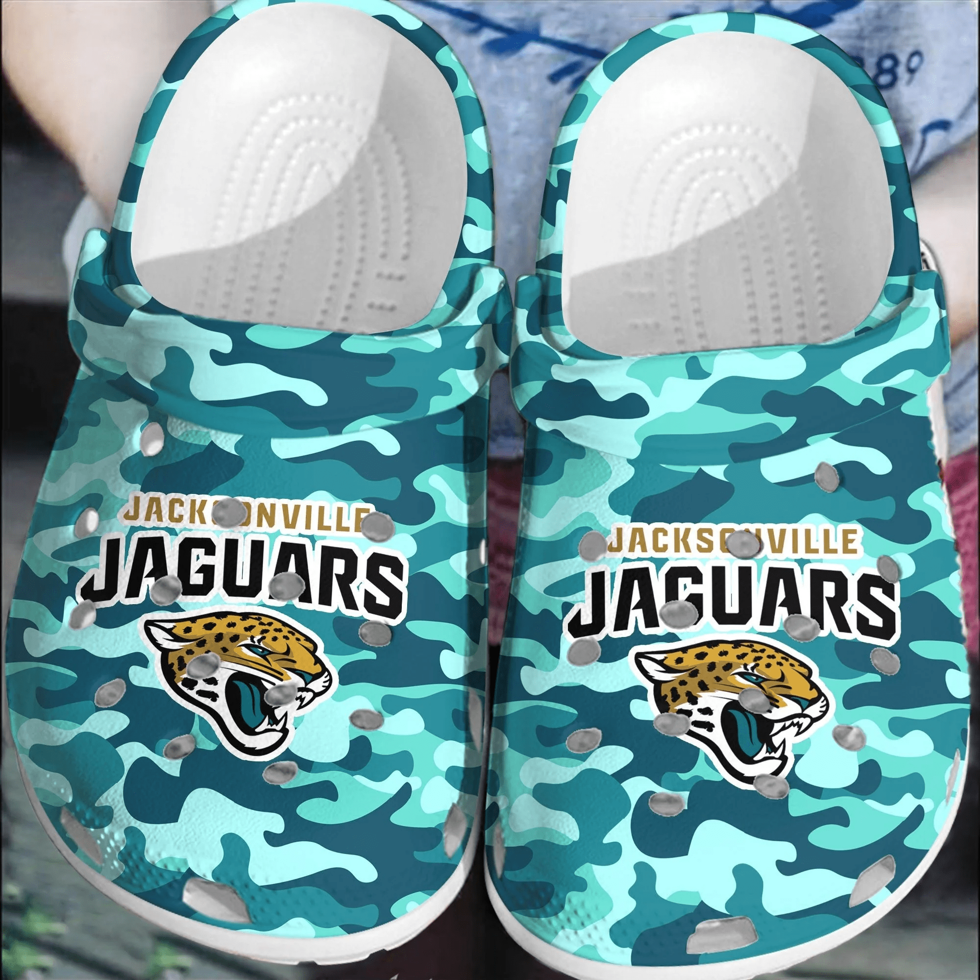 NFL Jacksonville Jaguars Football Crocband Clogs Comfortable Shoes For Men Women