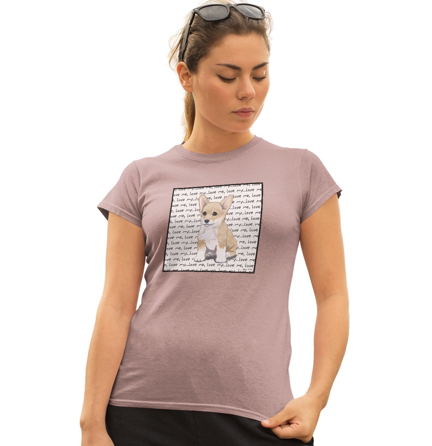 Corgi Puppy Love Text – Women’S Fitted T-Shirt