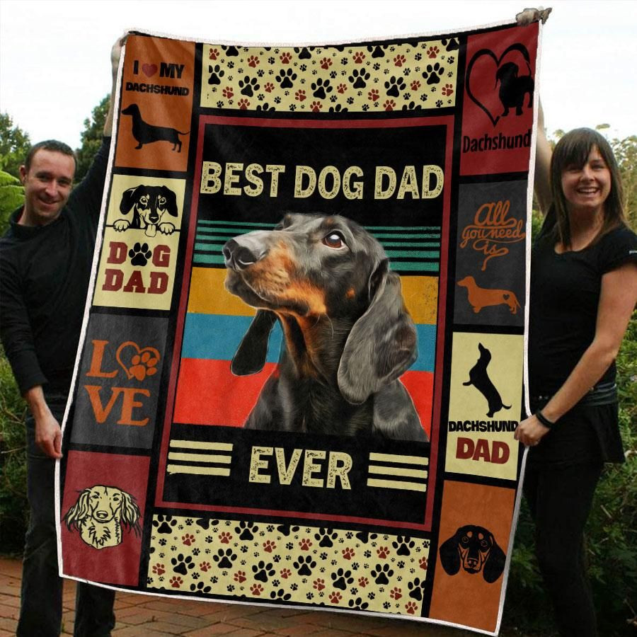 Dachshund Blanket Best Dog Dad Ever, Christmas Gift, Dog Lover Blanket