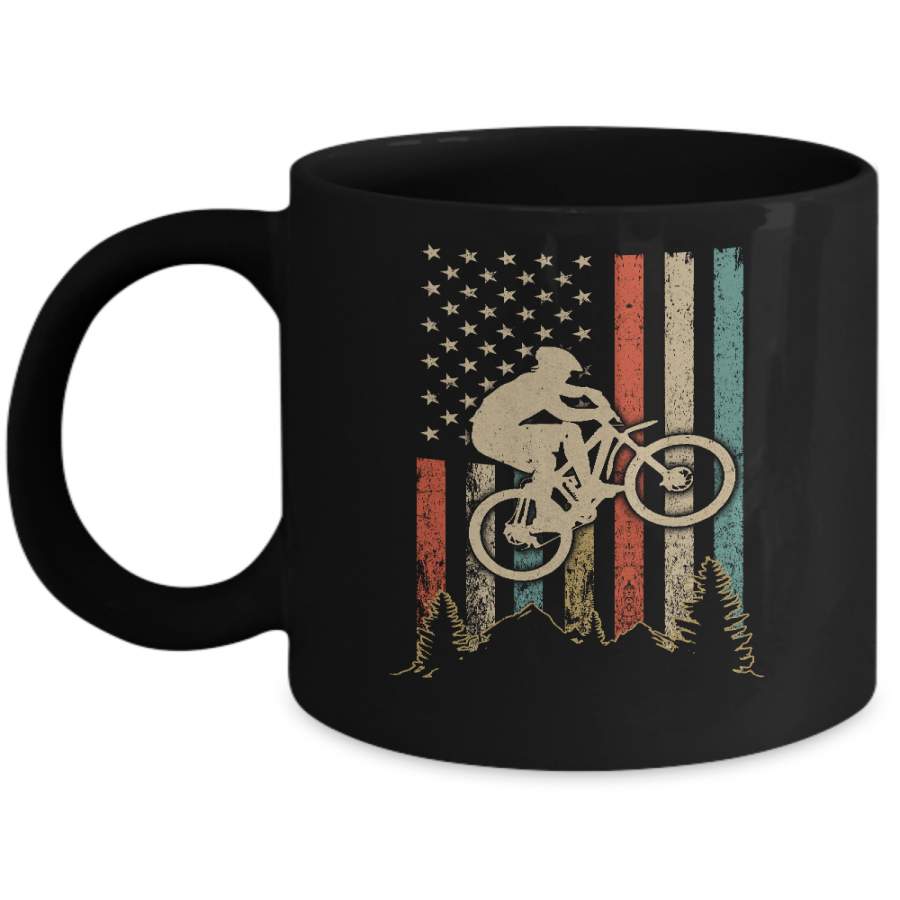 Vintage Mountain Bike US FLag Retro Biking Style MTB Mug