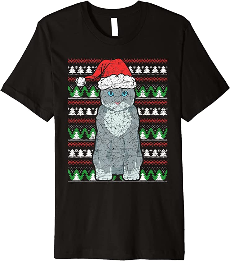 Ugly Christmas Animal Pet Owner Merry Xmas Kitty Kitten Cat Premium T-Shirt