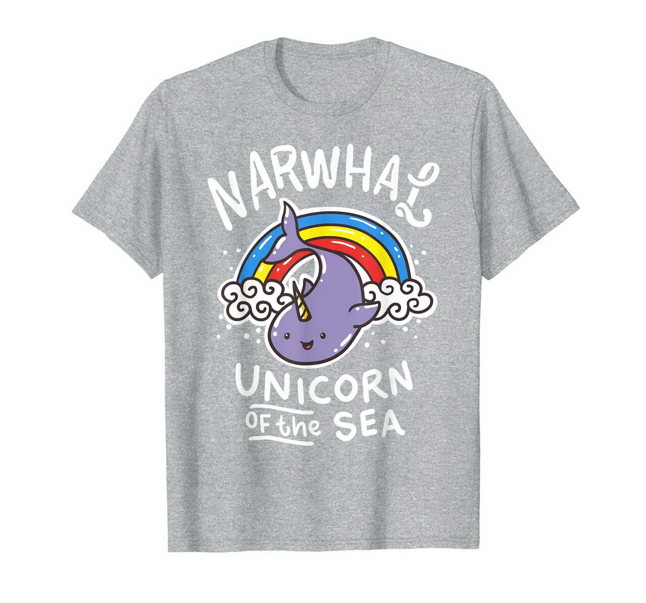 Narwhal Whale Rainbow Marine Biologist Gift T-Shirt New