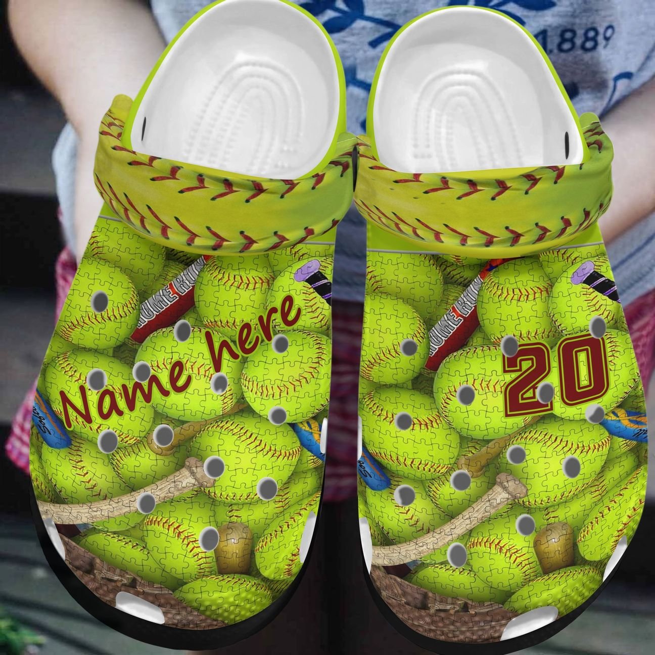 Softball Personalized Clog, Custom Name, Text, Color, Number Fashion Style For Women, Men, Kid, Print 3D I Love Playing Softball