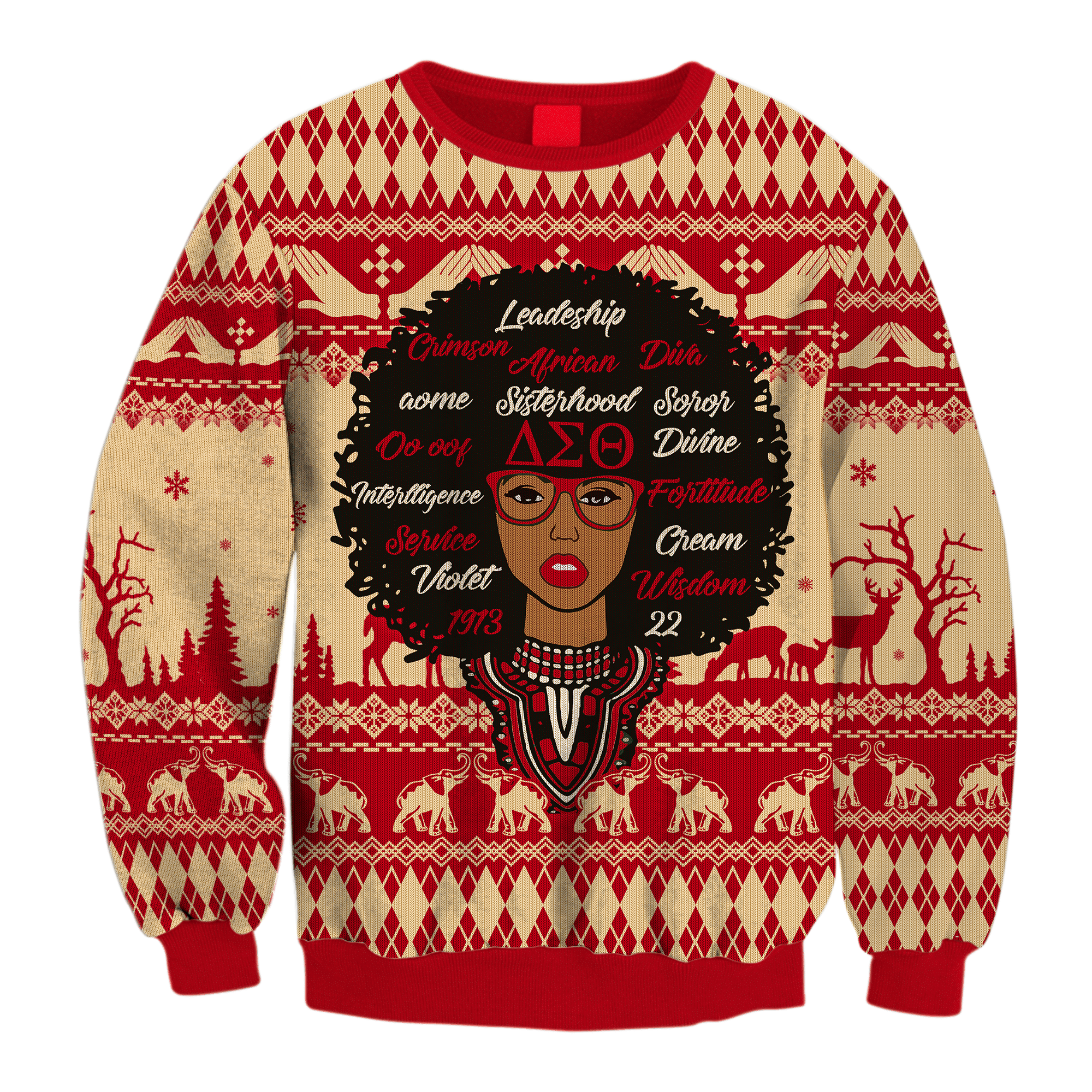 Sorority Sweatshirt – Lux Delta Sigma Theta Woman Dashiki Christmas Crewneck Sweatshirt