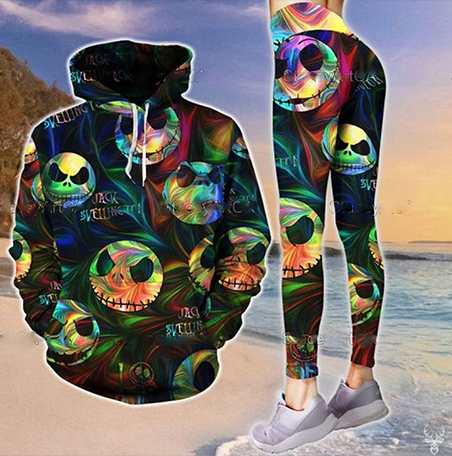 Nightmare Before Christmas Gift Halloween Gift The Nightmare Before Christmas Gift For Jack Skellington Colorful Hoodie And Legging Set Hg