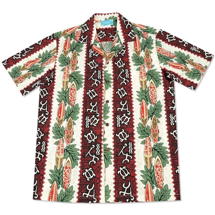 Hieroglyph Red Hawaii Cotton Shirt Ha19595