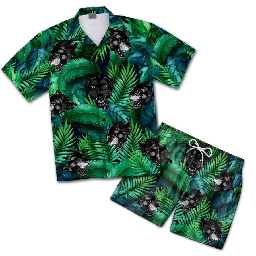 African Panther Hawaiian Shirt And Shorts Set - Pinotee Store