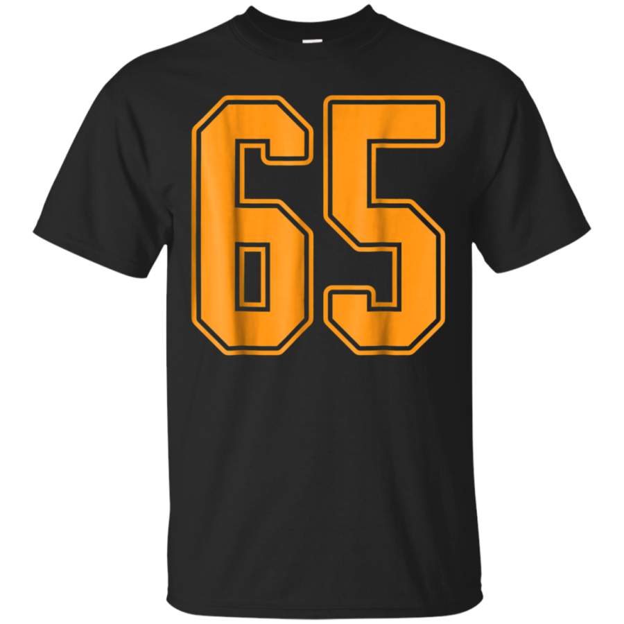 AGR 65 Orange Outline Number 65 Sports Fan Jersey Style T-Shirt