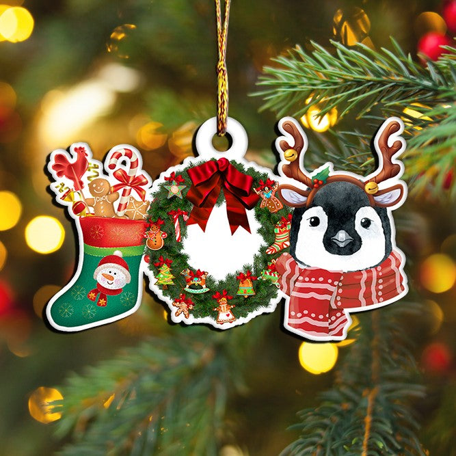 Penguin Christmas Different Joy Reindeer  – Custom Shaped Acrylic Ornament – Gift For Xmas – 1207