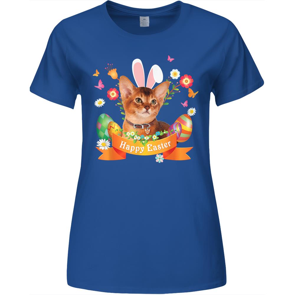 Bunny Abyssinian Cat Happy Easter Day Lover Egg Hunt Lovely Premium Womens Tshirts