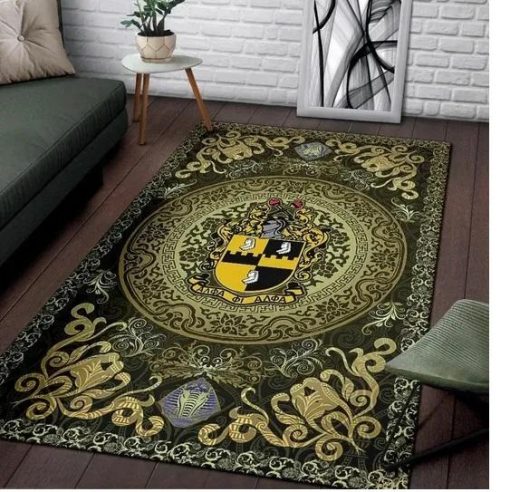 Alpha Phi Alpha 1906 Frat Inc Crest Royal Floral Pattern Rug