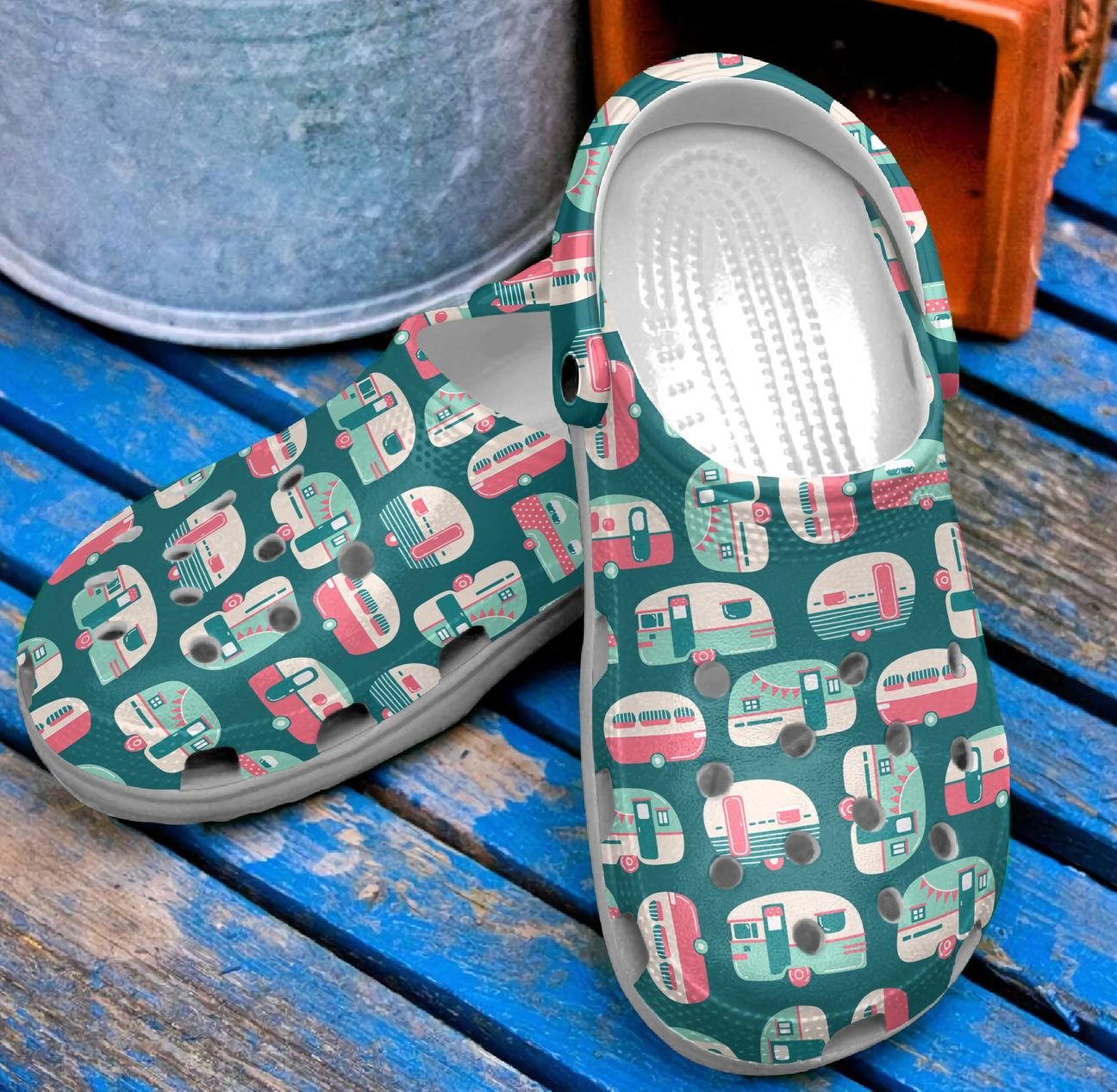 Camping Personalized Clog, Custom Name, Text, Color, Number Fashion Style For Women, Men, Kid, Print 3D Camping Van Pattern