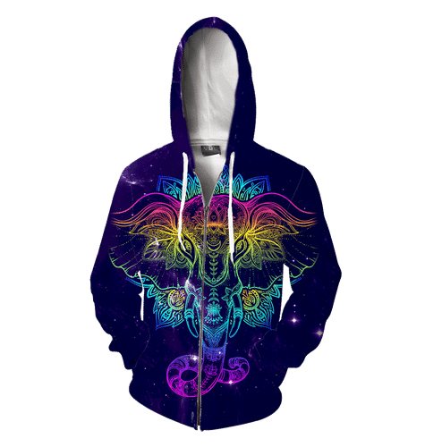 Hippie Mandala Elephant  K2074 Hoodie And Zipper Graphic Drawing Personalize Gift