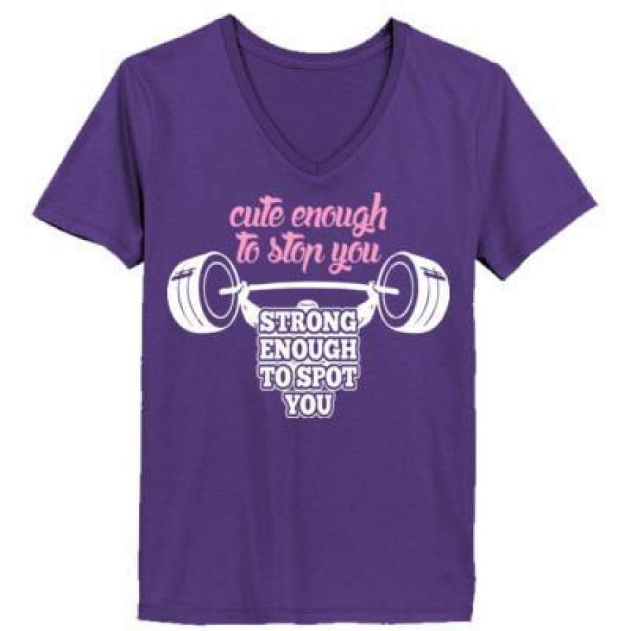 AGR Cute Enough To Stop You Strong Enough To Spot You – Ladies’ V-Neck T-Shirt