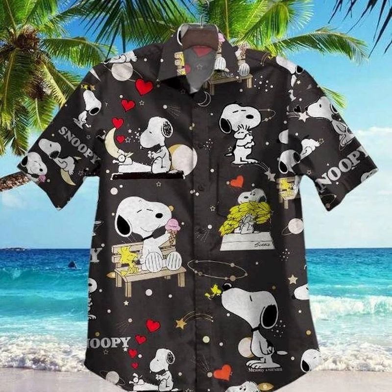 Snoopy Vi Graphic Print Short Sleeve Hawaii Shirt Ha74424