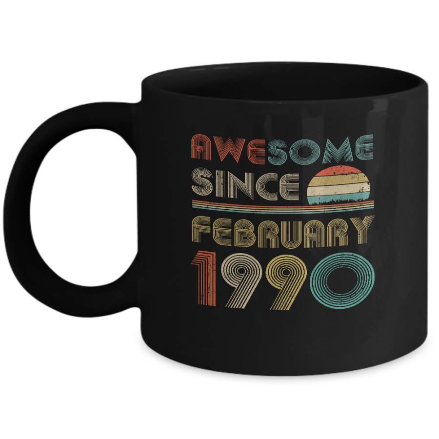 Awesome Since February 1990 Vintage 30th Birthday Gifts Mug