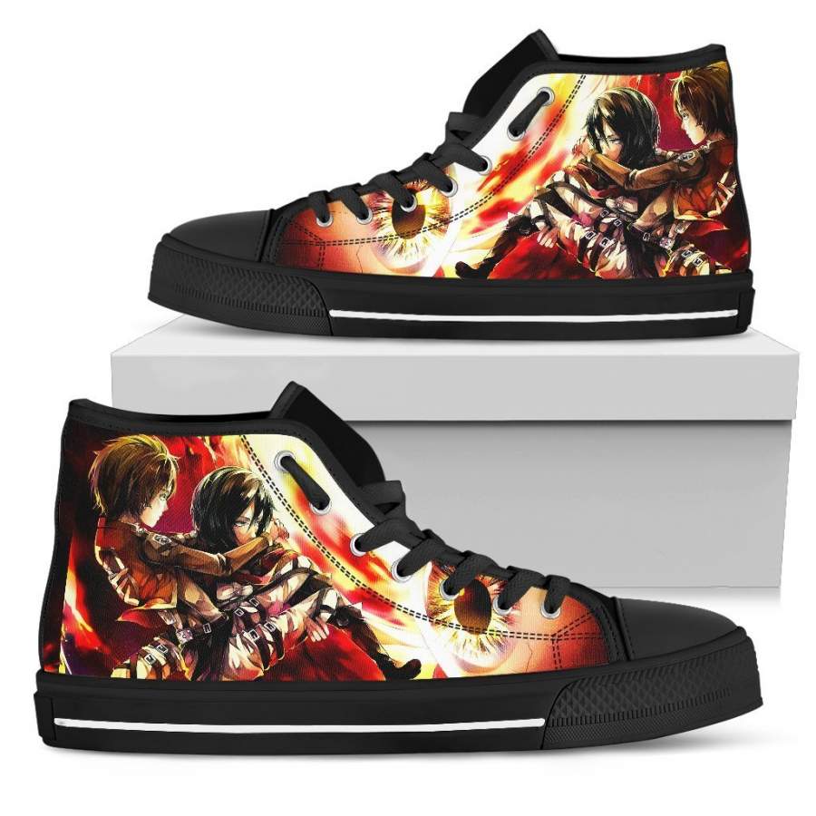 Levi And Mikasa Attack On Titan Sneakers High Top Shoe – Fit Fit Apparel