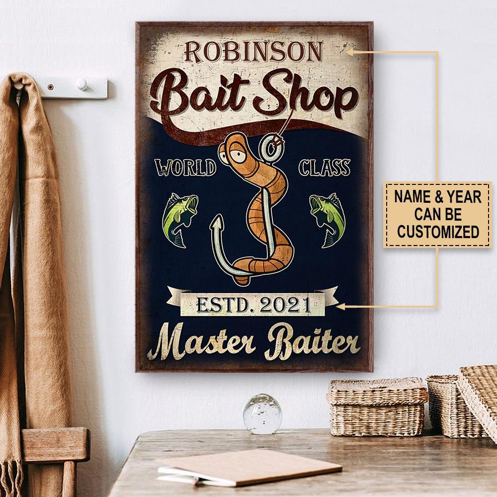 Aeticon Gifts Personalized Fishing Master Baiter Canvas Mom Dad Gift Home Decor