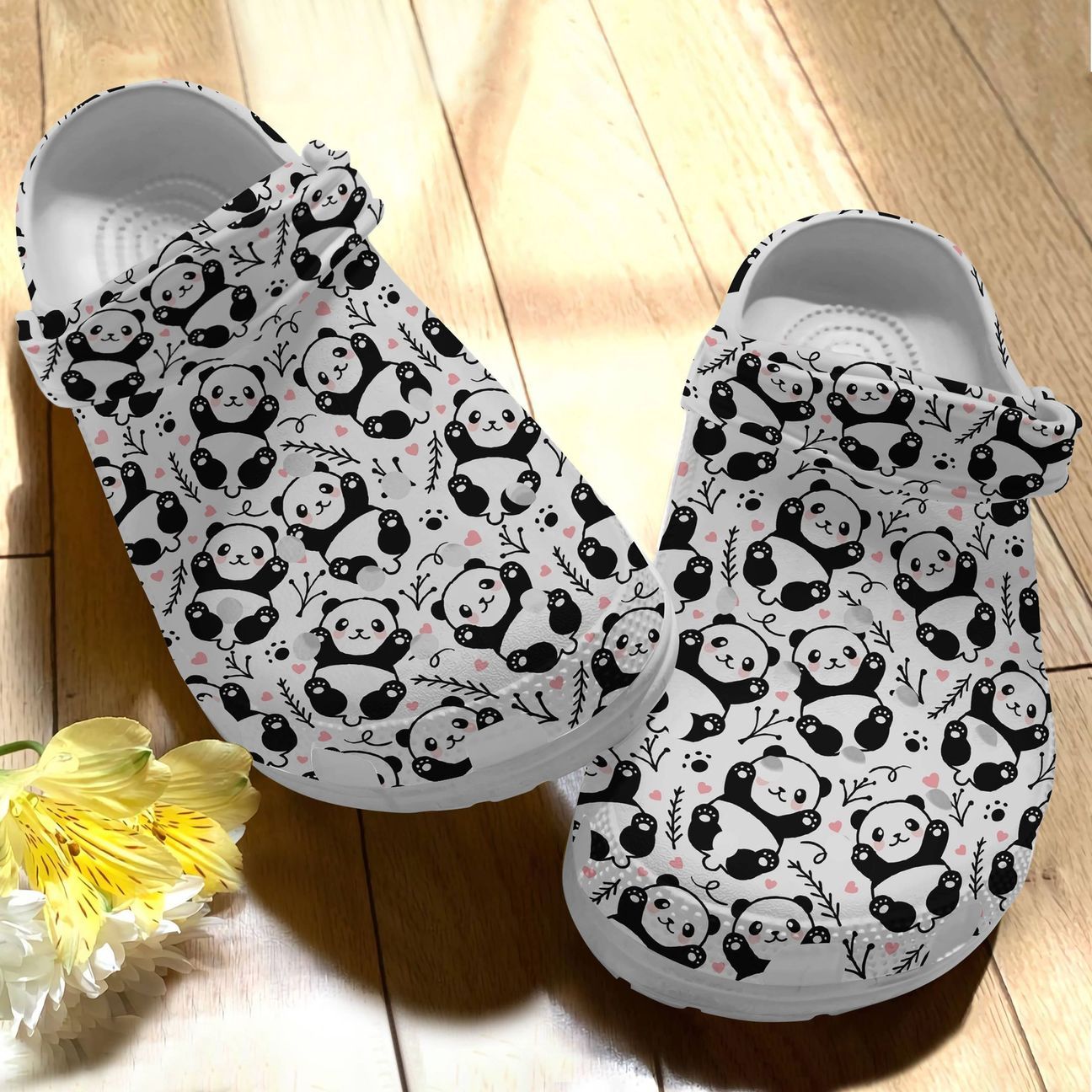 Panda Personalize Clog, Custom Name, Text, Fashion Style For Women, Men, Kid, Print 3D Whitesole Baby Panda