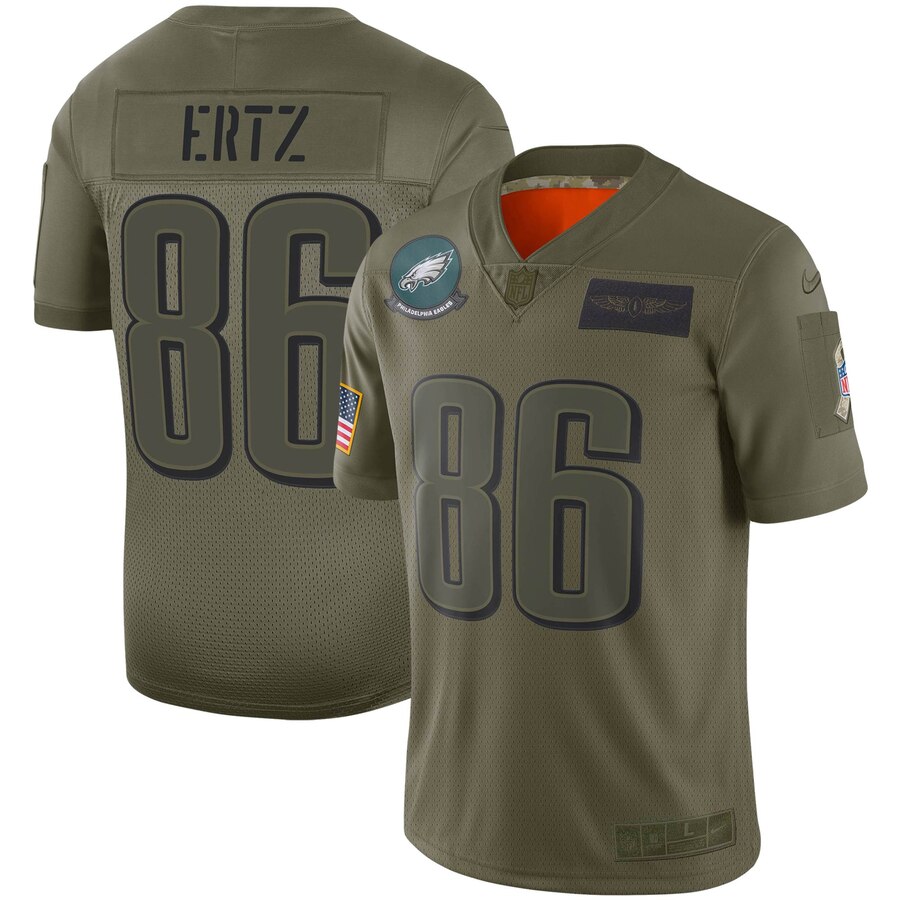 Zach Ertz Philadelphia Eagles Nike Youth 2019 Salute To Service Game Jersey – Olive