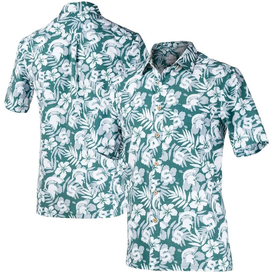 Michigan State Spartans Green White Floral Hawaii Shirt Ha58185