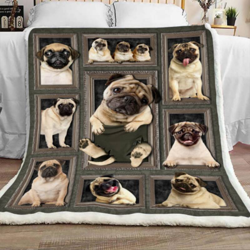 Pug Dog Sherpa Blanket DCB3001 90O47