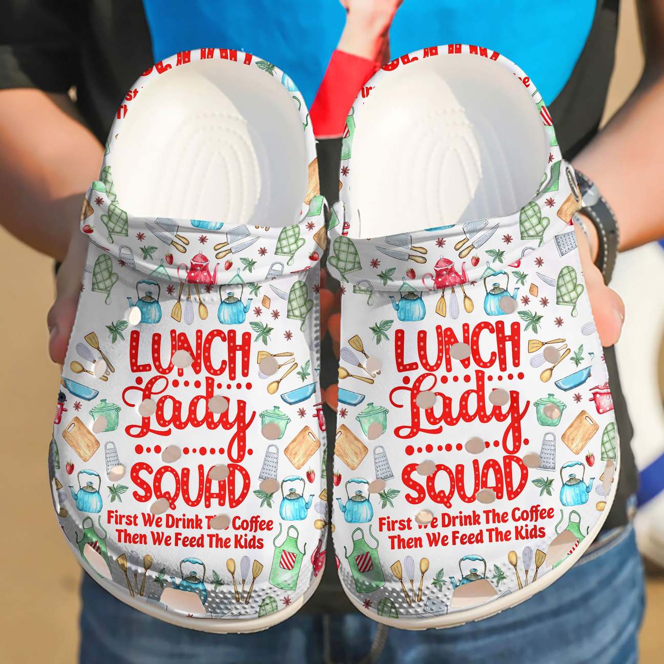 Lunch Lady Personalized Clog, Custom Name, Text, Color, Number Fashion Style For Women, Men, Kid, Print 3D Drink Then Feed